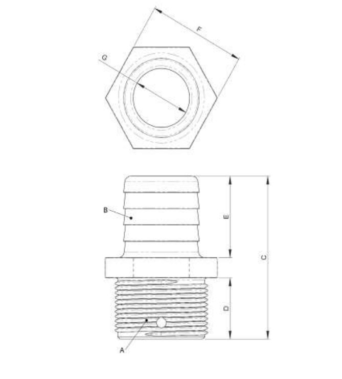 Raccord droit fileté cannelé Trudesign 